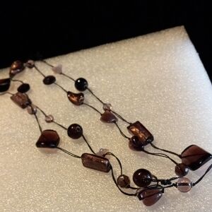 Elegant Brown and purple glass Beaded Necklace